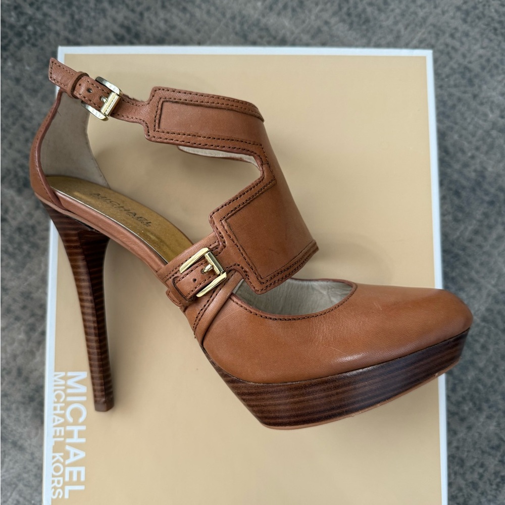 Michael Kors Brown Leather Platform Heels